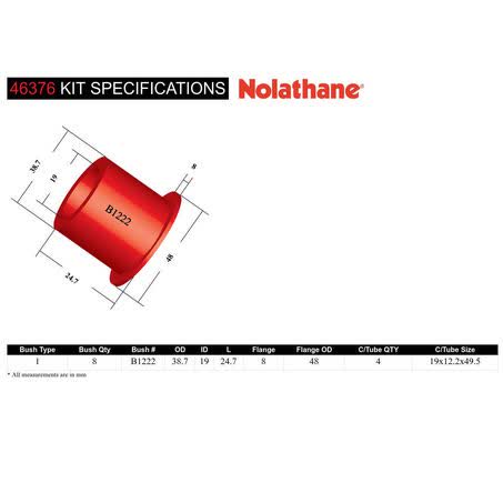 NOLATHANE REAR TRAILING ARM BUSHING KIT — JAE Auto Electrical