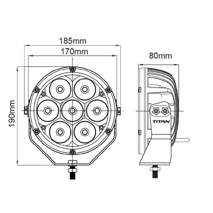 7" 70W LED DRIVING LIGHT 9-32V 7 x 10W **CAN USE LV9413** **CLEARANCE**